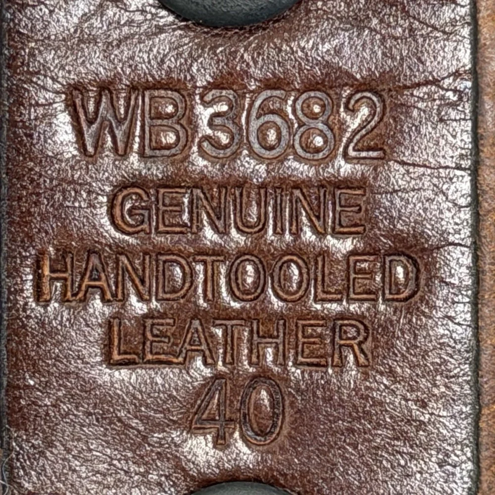 Ranger Mens 40 Brown Embellished Genuine Leather Belt Western Cowboy Hand-tooled